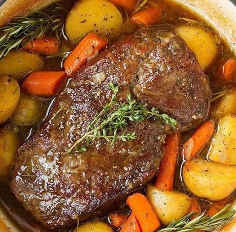 Herb-Infused Slow Roast with Root Vegetables