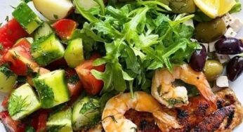 Sizzled Snapper and Shrimp Delight with Fresh Cucumber Tomato Salad