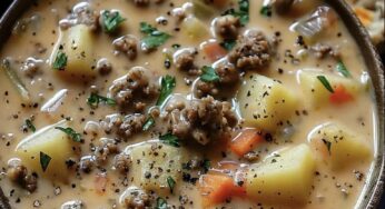 Crockpot Creamy Potato & Hamburger Soup