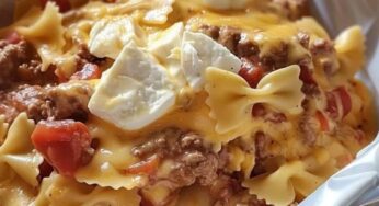 Creamy Beefy Rotel Bowtie Pasta