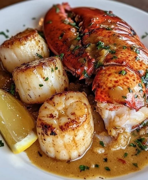 Garlic Butter Lobster and Scallops