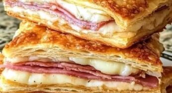 crispy ham and cheese puff pastry squares