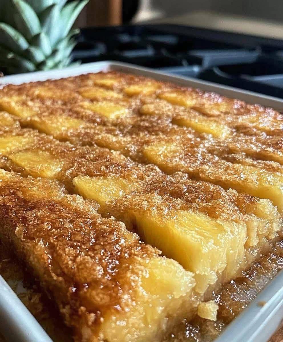 Caramel Pineapple Upside Down Cobbler