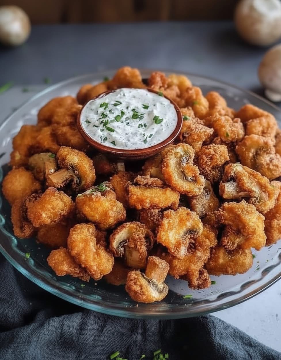 Crispy Fried Mushrooms with Creamy Dip