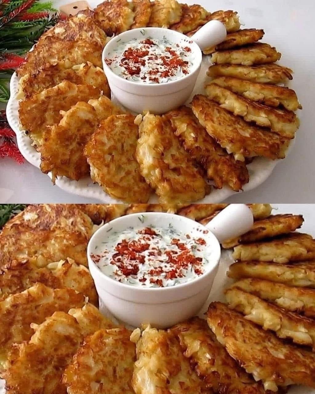 Crispy Golden Potato Pancakes with Creamy Herb Dip