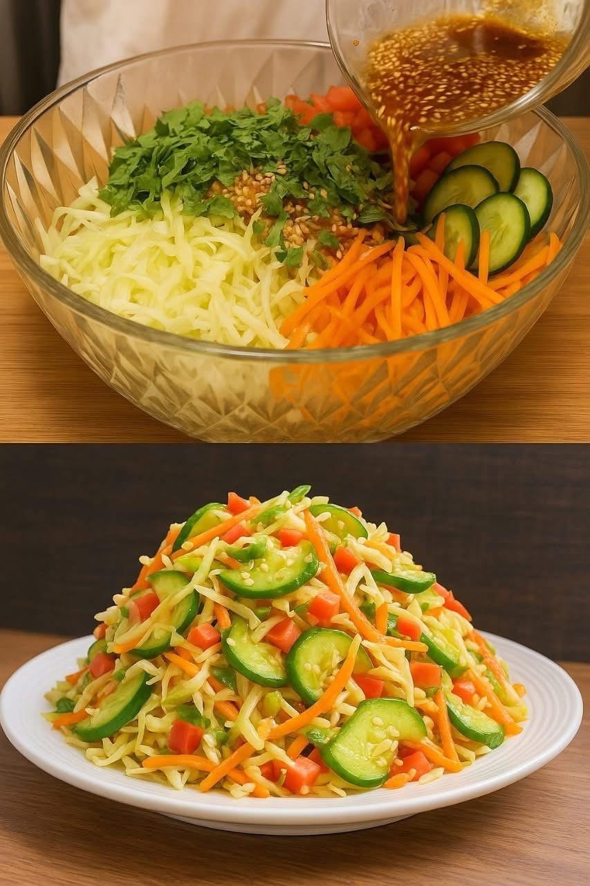 Big Batch Cucumber and Cabbage Salad Recipe