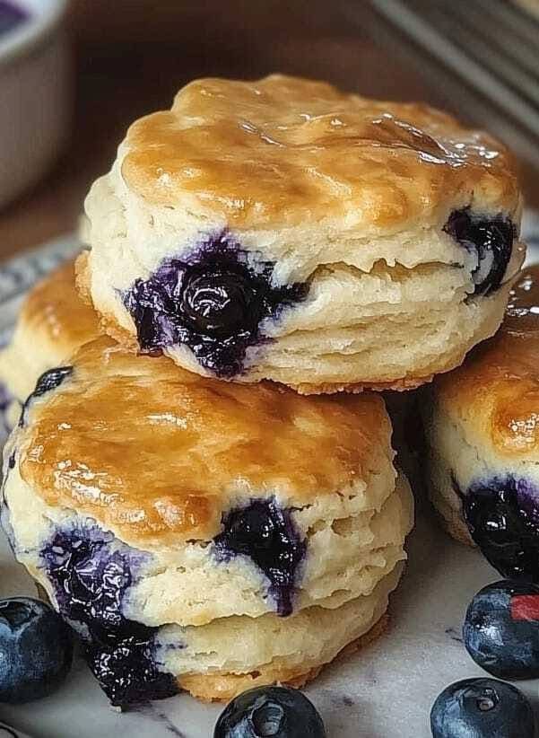 Flaky Blueberry Buttermilk Biscuits
