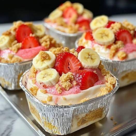 Strawberry Banana Crumble Dessert Cups