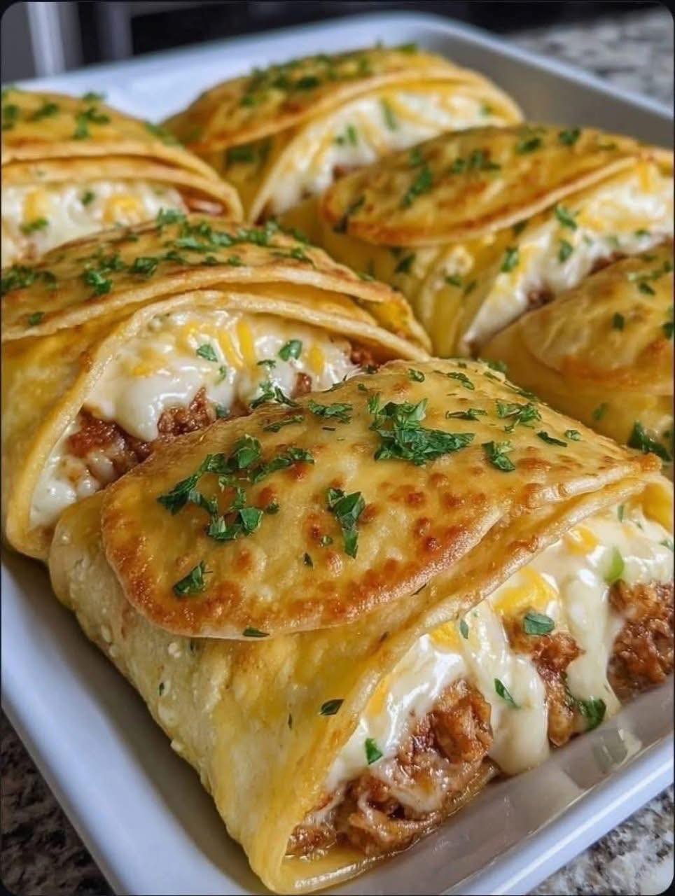 Cheesy Chicken Crepe Pockets