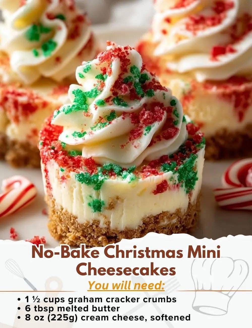 No-Bake Christmas Mini Cheesecakes