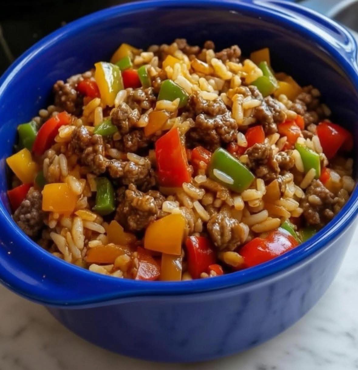Ground Beef & Bell Pepper Rice Bowl