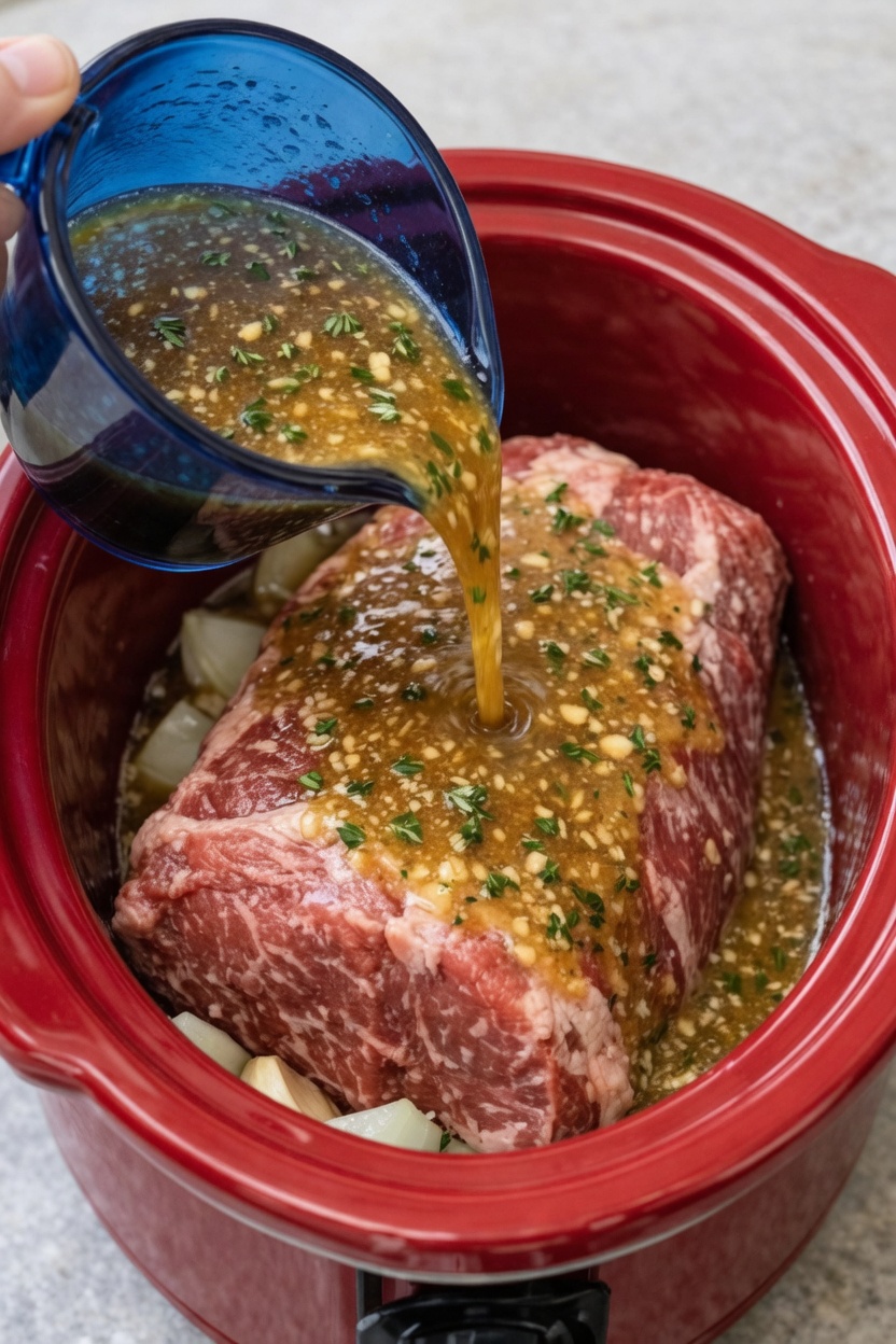 Slow Cooker Garlic Herb Pot Roast