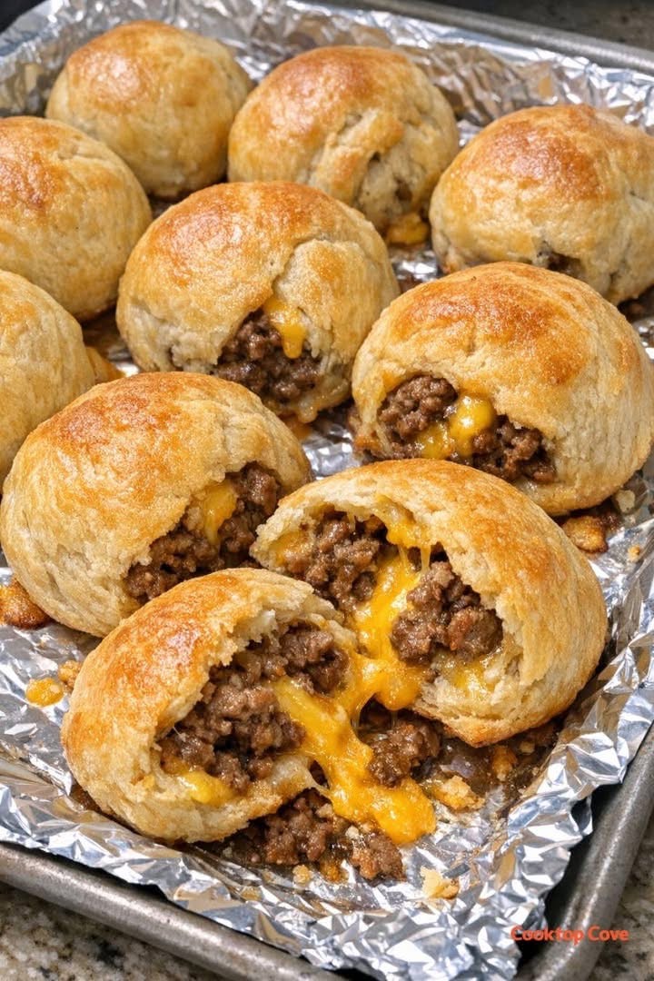 Cheesy Beef Biscuit Bombs