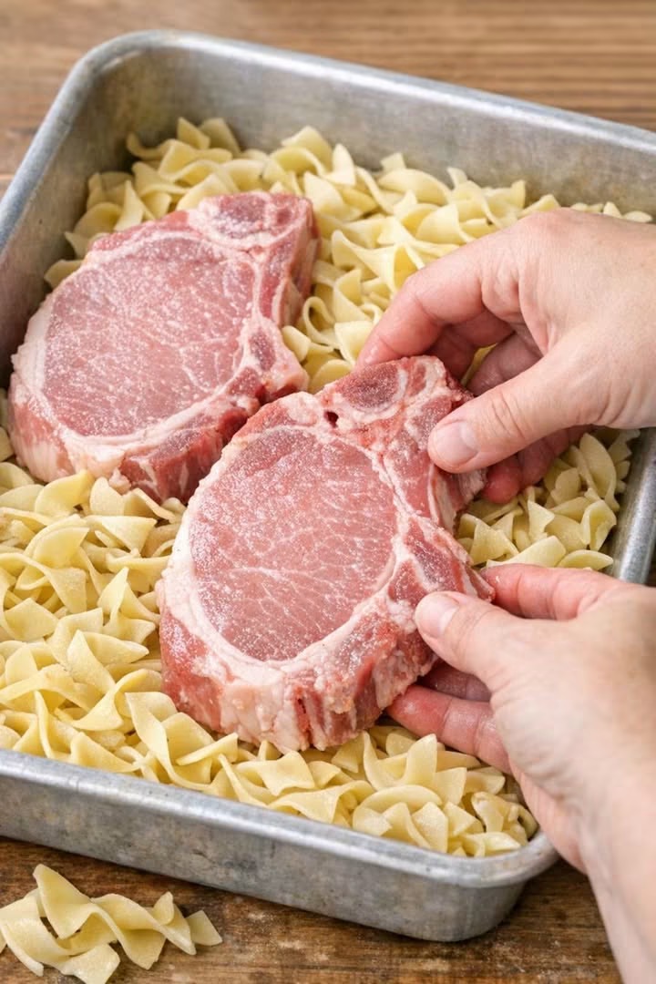 Baked Pork Chops with Egg Noodles