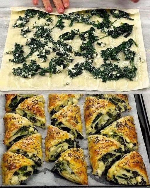 Spinach and Feta Puff Pastry Triangles