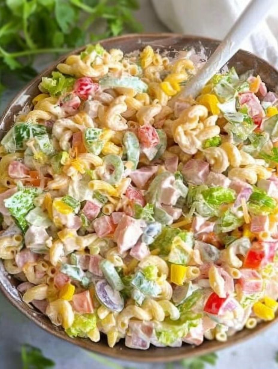 Creamy Ham and Veggie Pasta Salad