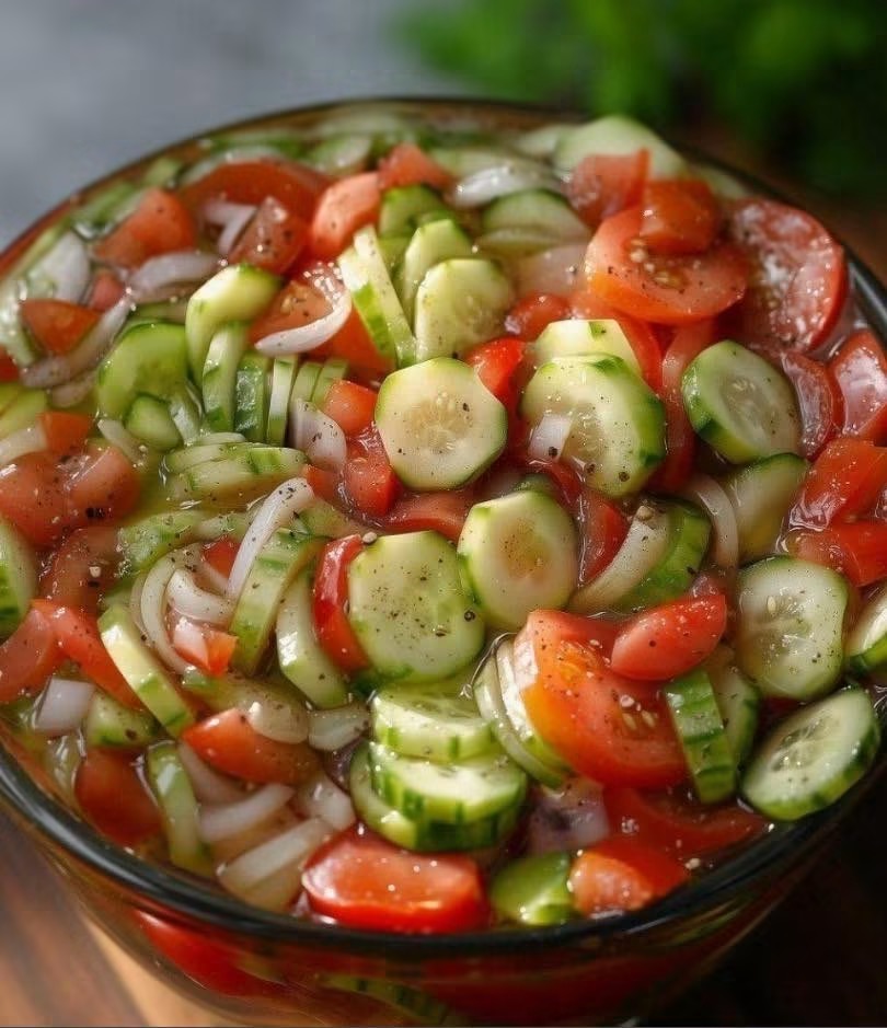 Marinated Cucumber, Tomato and Onion Salad