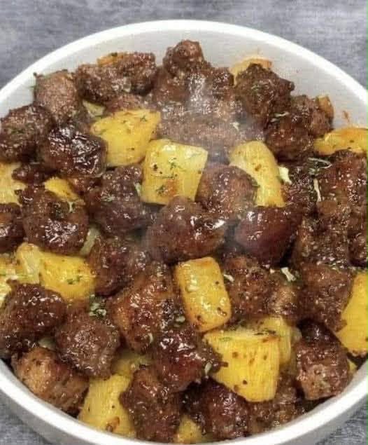 Garlic Butter Steak Bites and Golden Potatoes
