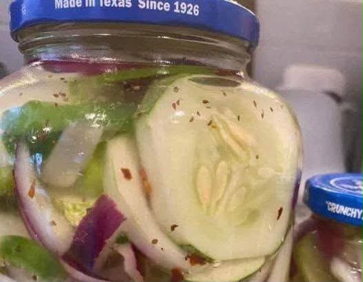 Crisp Pickled Cucumbers, Onions & Green Peppers
