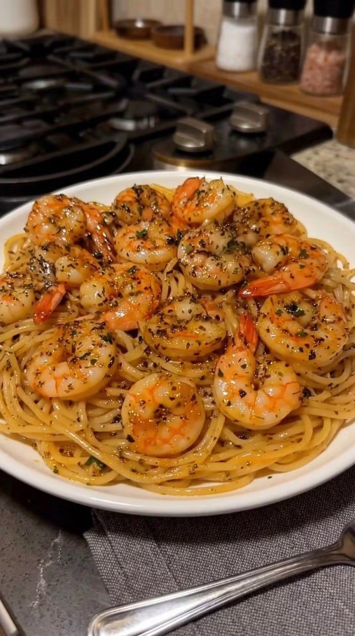 Garlic Butter Shrimp Spaghetti
