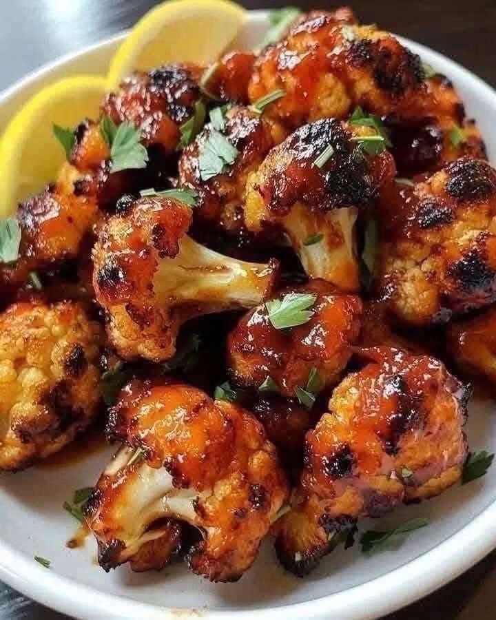 Sticky Honey BBQ Roasted Cauliflower Bites