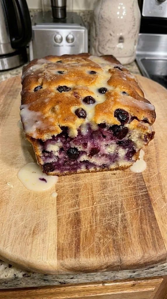 Blueberry Lemon Glazed Loaf Cake