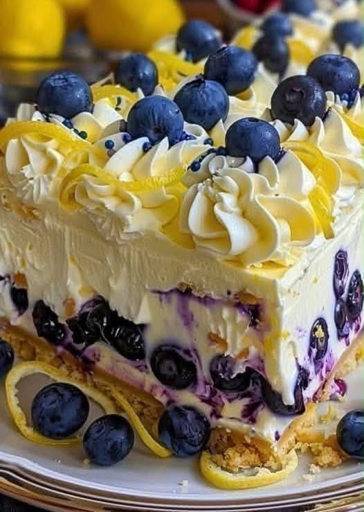 Lemon Blueberry Cream Cake