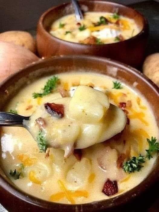 Creamy Loaded Potato Soup with Bacon & Cheddar