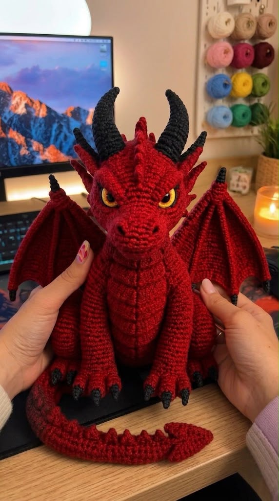 Red Amigurumi Dragon — Full Crochet Pattern