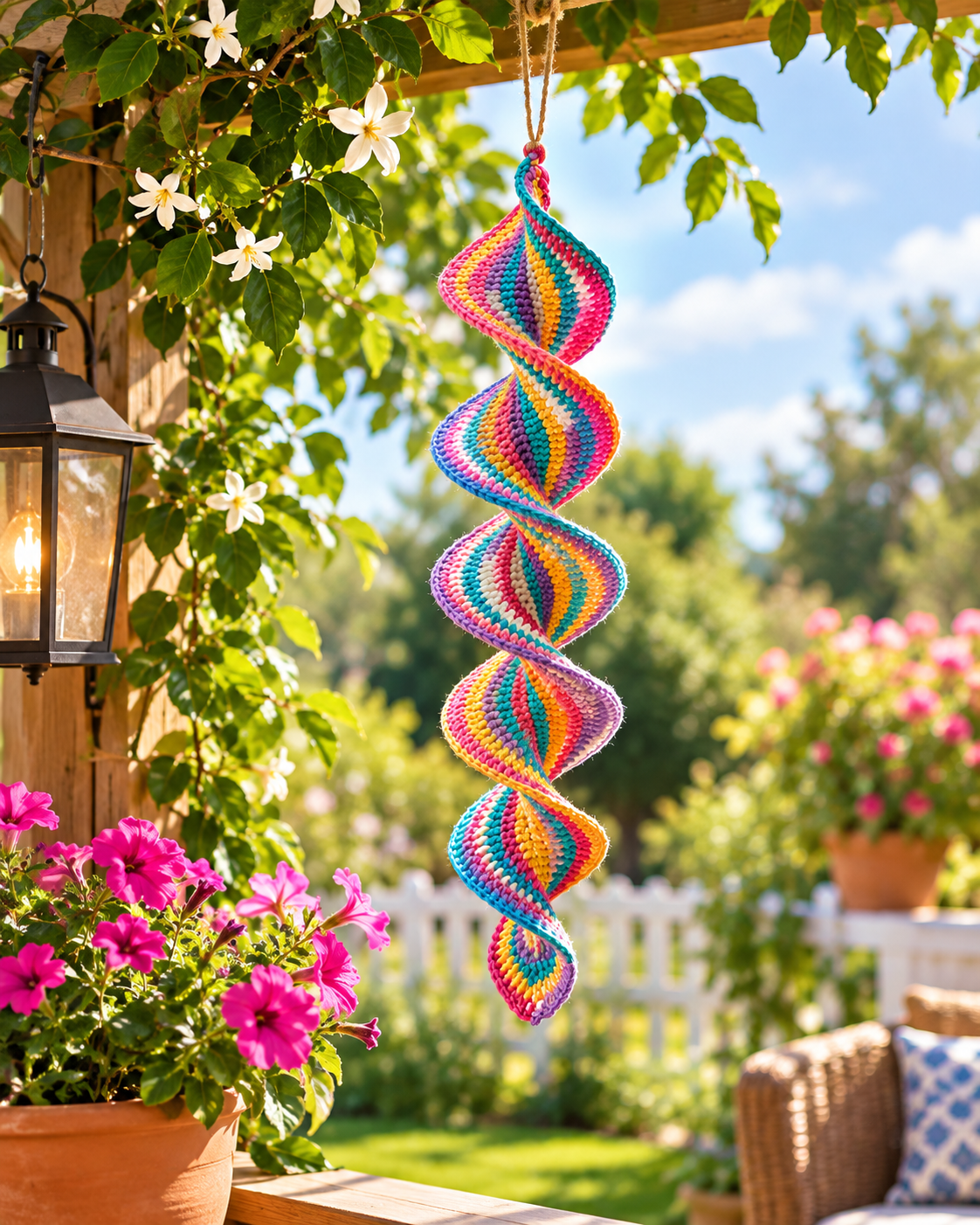 Rainbow Crochet Spiral Hanging Ornament