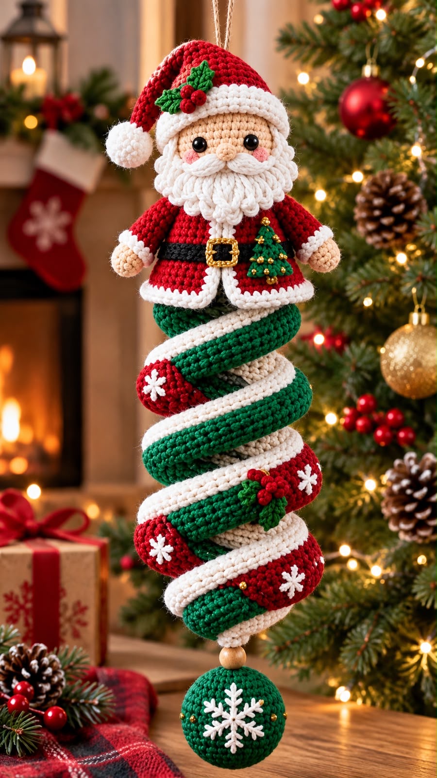 Christmas Santa Spiral Crochet Ornament Pattern