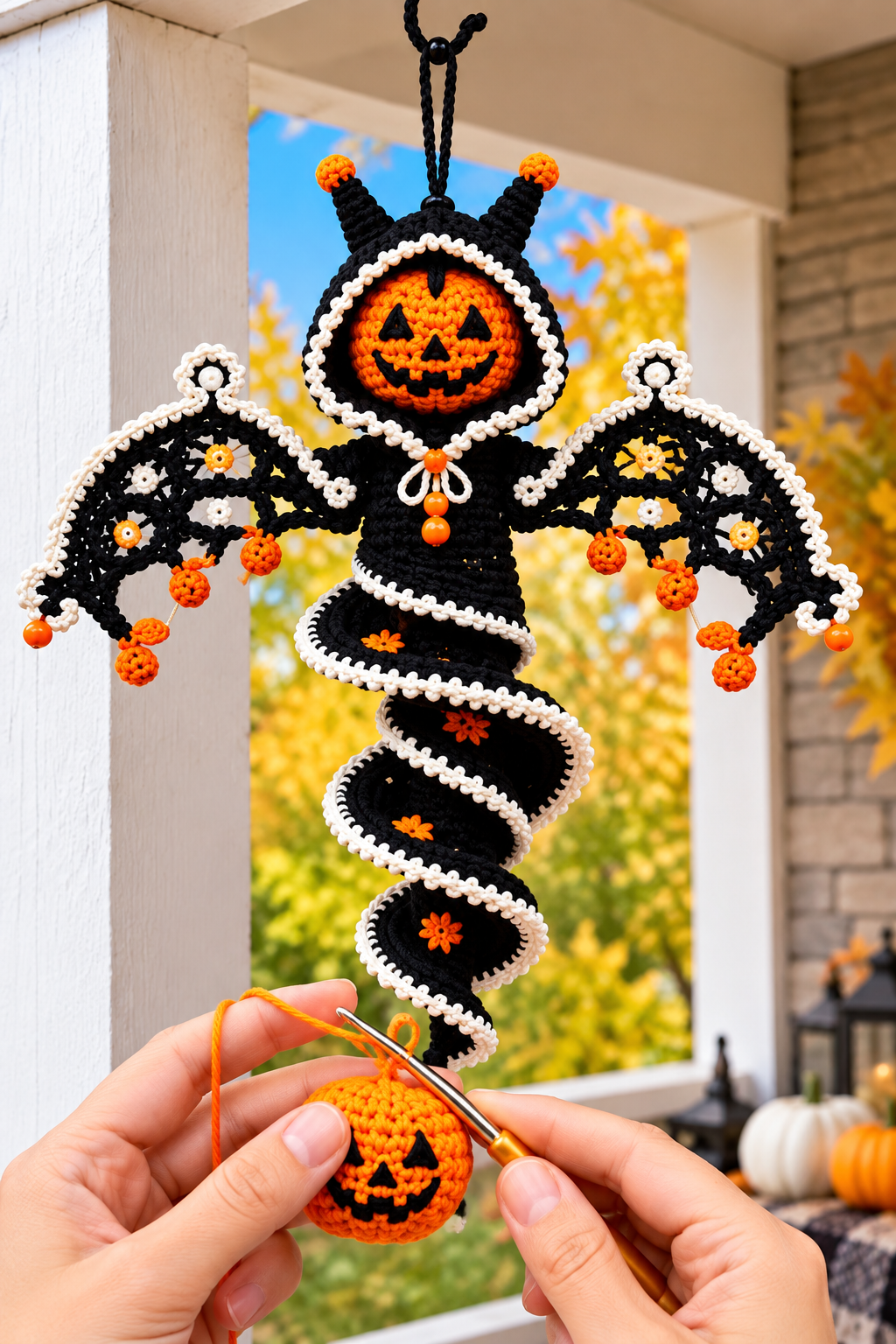 Halloween Crochet Hanging Spiral Ornament Inspired Pattern