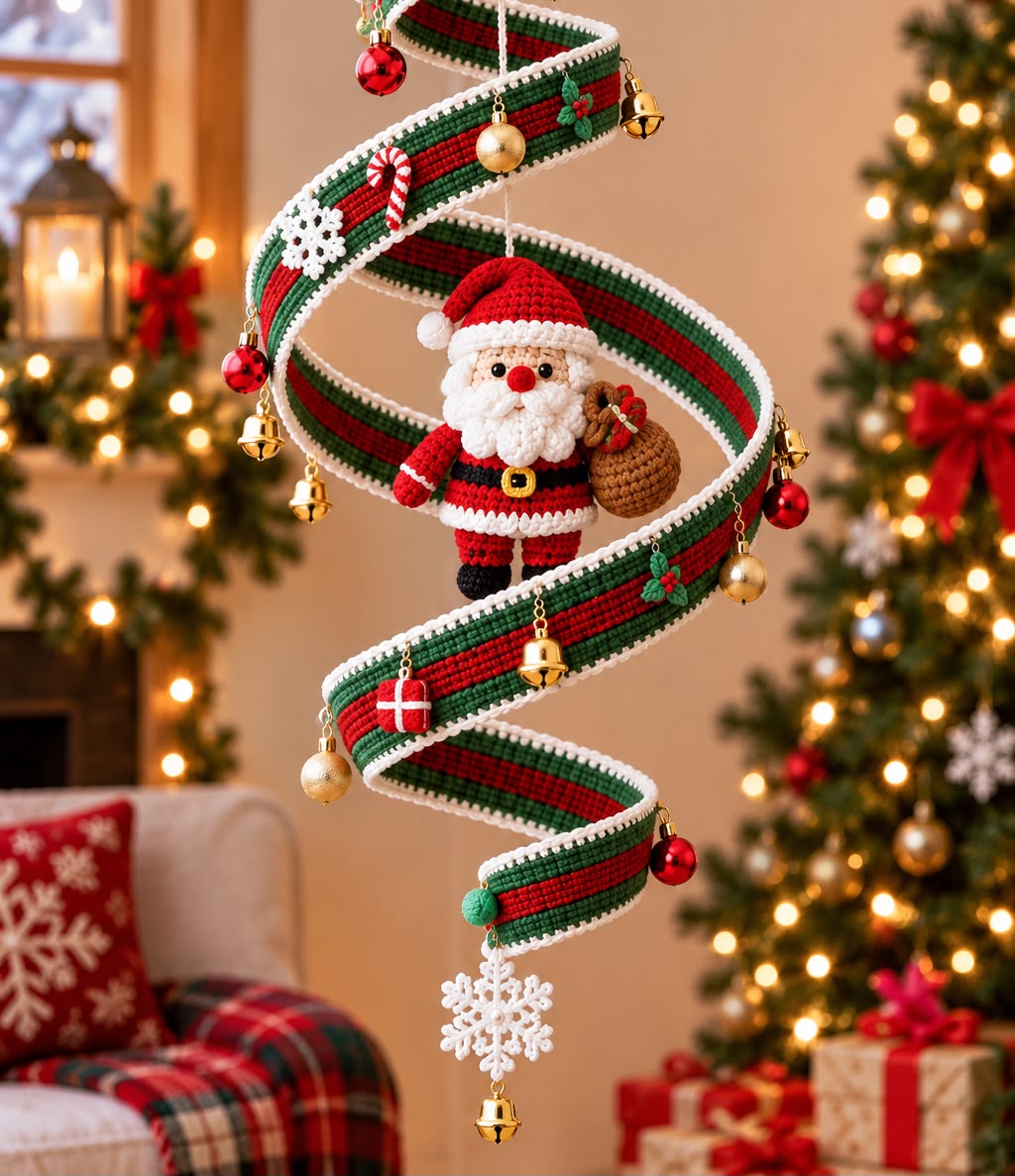 Crochet Hanging Christmas Spiral Decoration