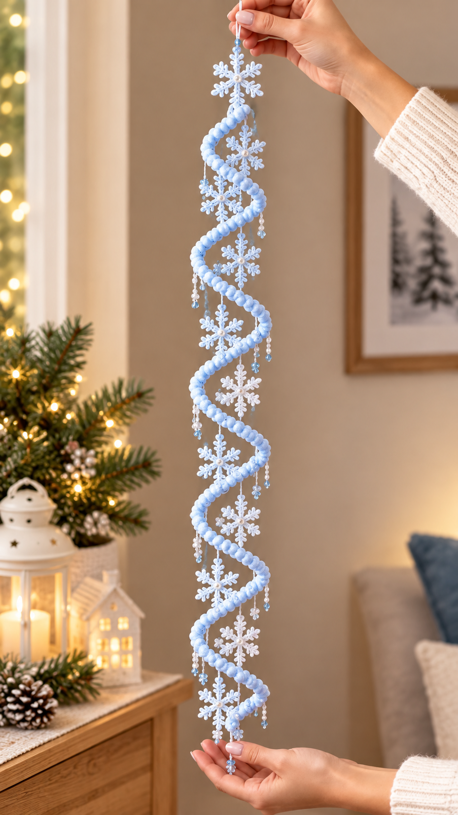 Crochet Snowflake Spiral Christmas Ornament