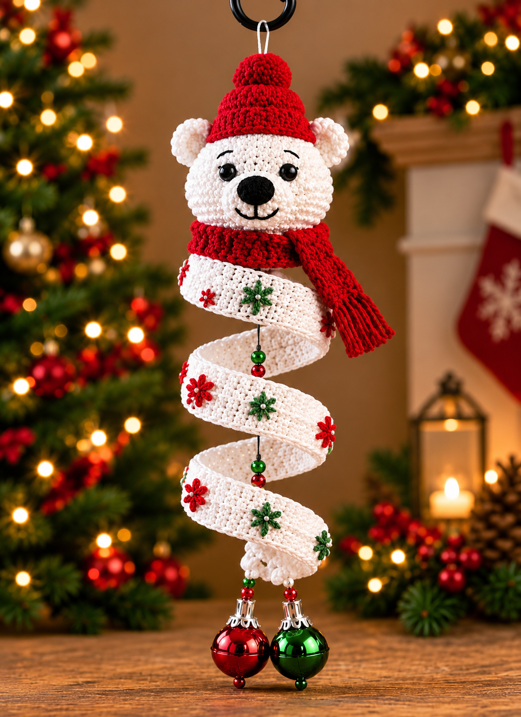 Polar Bear Christmas Spiral Ornament Pattern