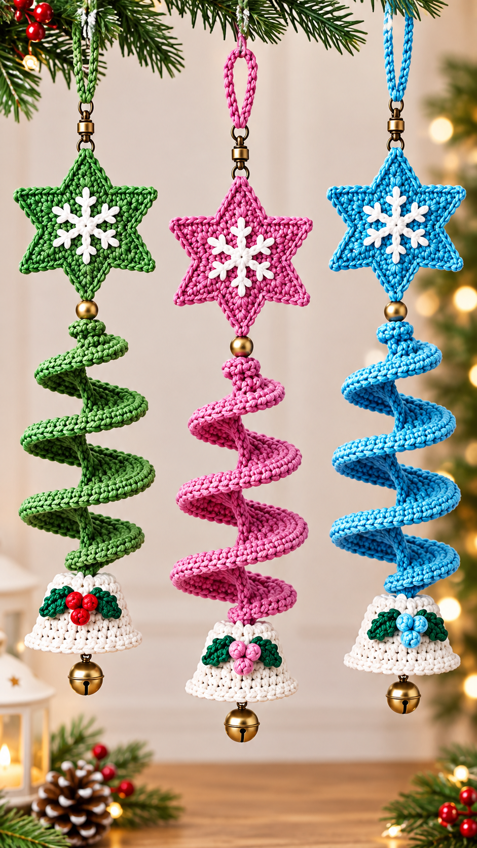 Crochet Snowflake Spiral Christmas Ornament