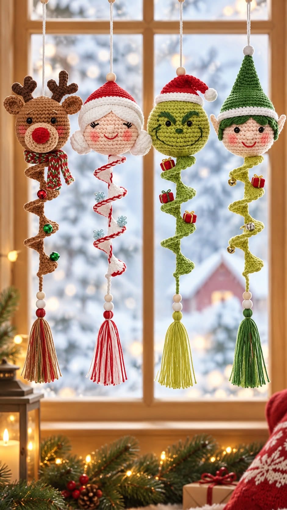 Christmas Spiral Crochet Hanging Ornaments Pattern