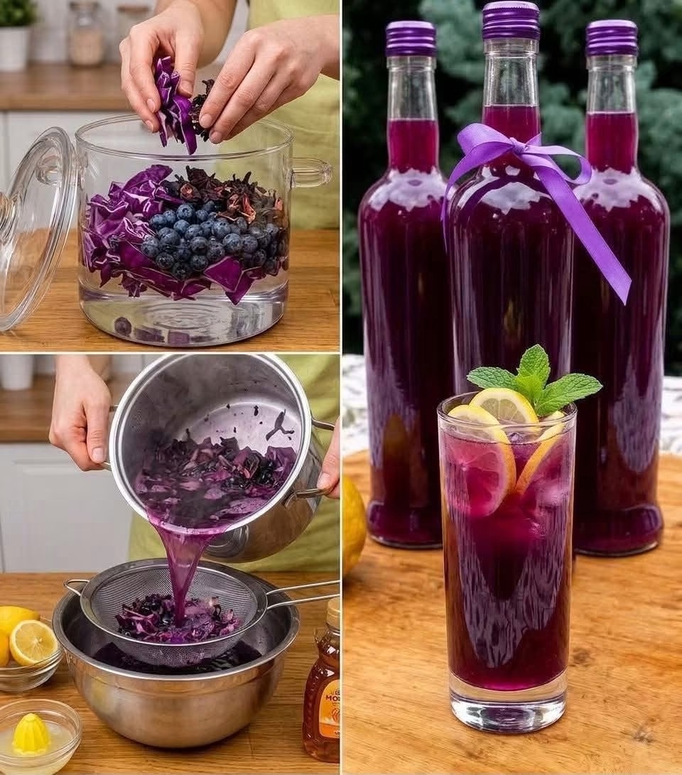Purple Cabbage and Blueberry Refreshing Drink