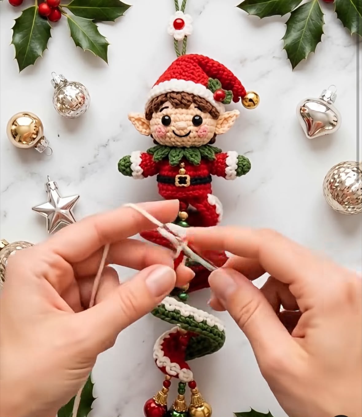 Crochet Christmas Elf Spiral Ornament Method